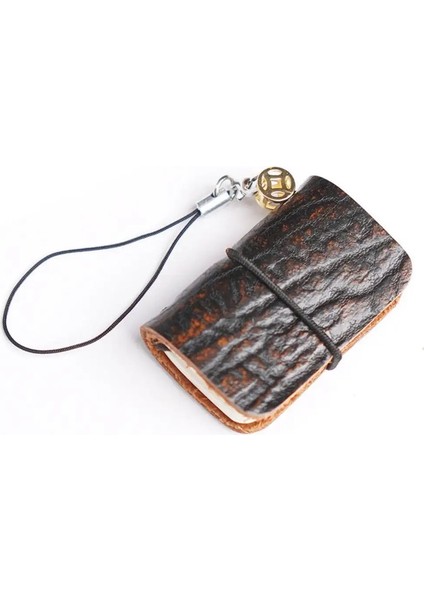 32SHEETS Mini Dizüstü Bilgisayar Anahtar Zinciri Değiştirilebilir Eskiz Defteri Taşınabilir Ultra Küçük Cüzdanı El Kitabı Gevşek Yaprak Not Defteri El Hesabı: Siyah Kahverengi Ağaç (Yurt Dışından)