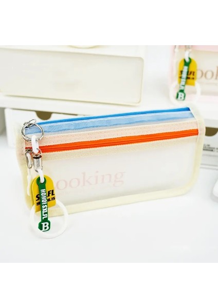 Örgü Şeffaf Kalem Kutusu Sevimli Eşleşen Kırtasiye Çantası Basit Büyük Kapasiteli Okul Malzemeleri Çantası Testi Bagcolor: Beyaz (Yurt Dışından)