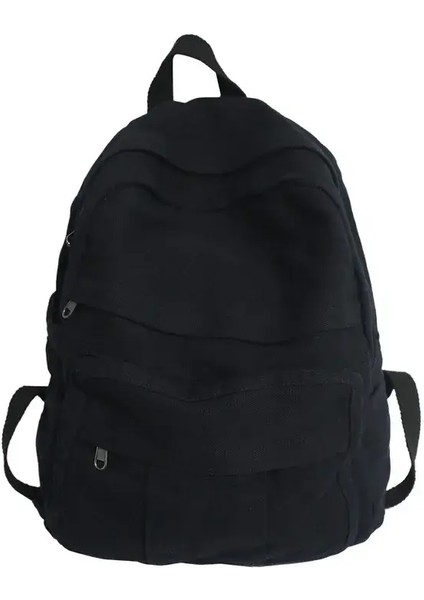 Kız Kumaş Okul Çantası Yeni Moda Kolej Öğrencisi Vintage Kadınlar Backpack Tuval Kadın Dizüstü Bilgisayar Çantası Seyahat Kawaii Bayanlar Sırt Çantası: Siyah/boyut: L32CMW13CMH34CM (Yurt Dışından)