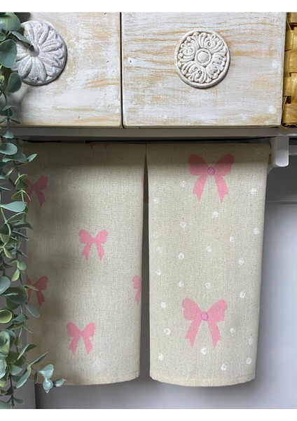 Ikili Pamuklu Mutfak Bezi, Fiyonk Baskılı, Şık ve Kullanışlı Set fiyatları