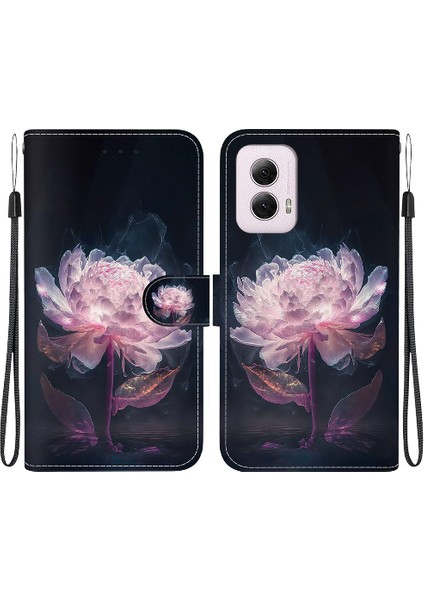 Motorola Moto G Güç 5g 2024 Kelebek Çiçek Boyalı Cüzdan Pu (Yurt Dışından)