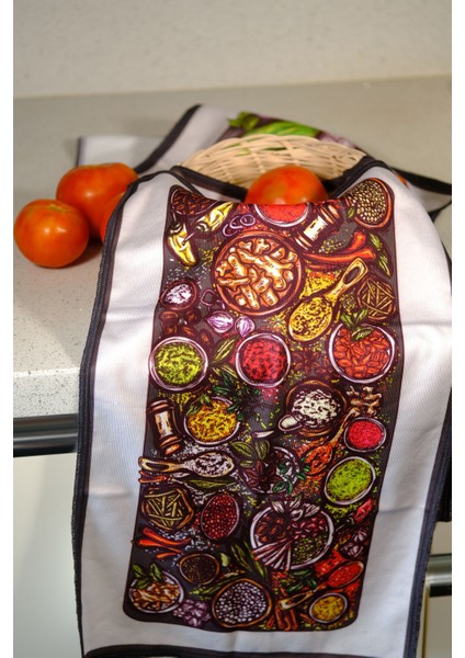 Dijital Baskılı 3'lü Mutfak Havlusu Seti, 30X50 Cm, Kahverengi fırsatları