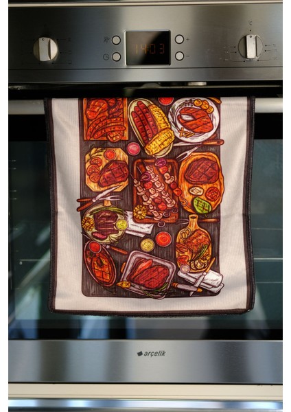 Dijital Baskılı 3'lü Mutfak Havlusu Seti, 30X50 Cm, Kahverengi