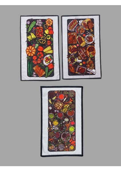 Dijital Baskılı 3'lü Mutfak Havlusu Seti, 30X50 Cm, Kahverengi
