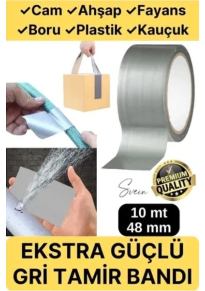 Çok Amaçlı Su Geçirmez Sızdırmaz Dayanıklı Izole Gri Tamir Bandı 48 mm 10 mt 1 Adet