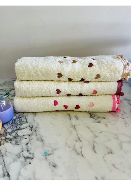 Çok Renkli 30X50 Bukle Ponpon Mutfak Havlusu Seti, Şık ve Kullanışlı 3'lü