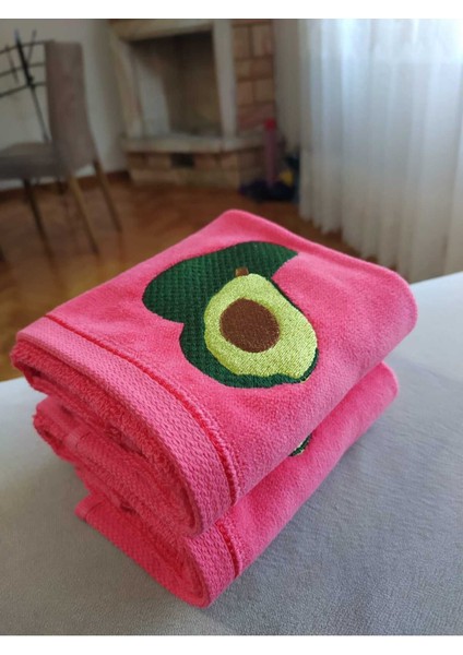 Renkli Limon, Avokado, Ananas Nakışlı 3'lü Mutfak Havlu Seti