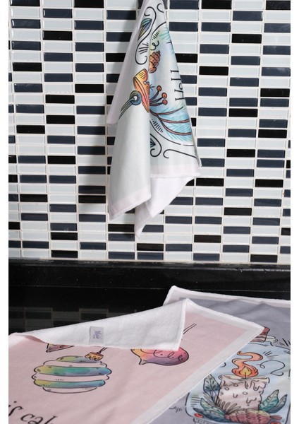 Yılbaşı Temalı 3'lü Mutfak Havlusu Seti 30X50 Pembe