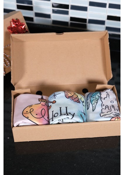 Yılbaşı Temalı 3'lü Mutfak Havlusu Seti 30X50 Pembe