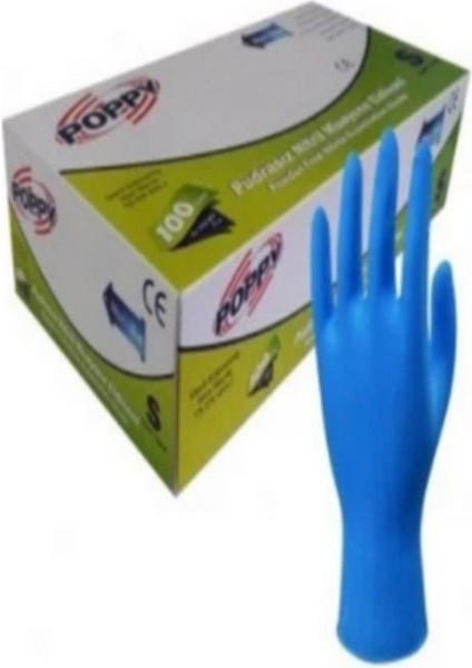 Mavi Nitril Eldiven, L Beden, 100 Adet Paket, Hijyenik ve Dayanıklı Ürün.
