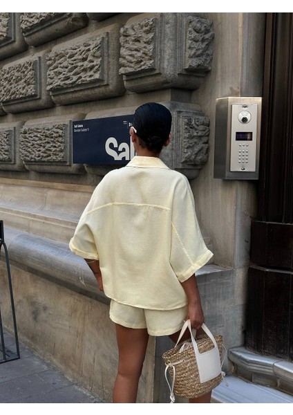 Keten Kumaş Kadın Gömlek Şort Takım fiyatları