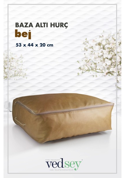 3'lü Set 53X44X20 cm Home Organizer Çekyat & Baza Altı Düzenleyici Hurç Bej