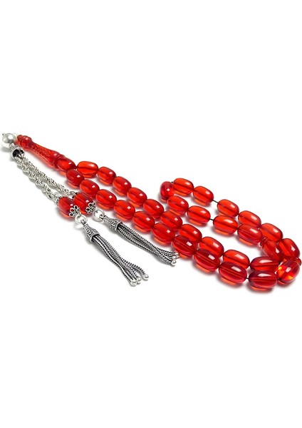 Rüya Serisi Kalemkar Işçilikli Turuncu Kehribar Tesbih