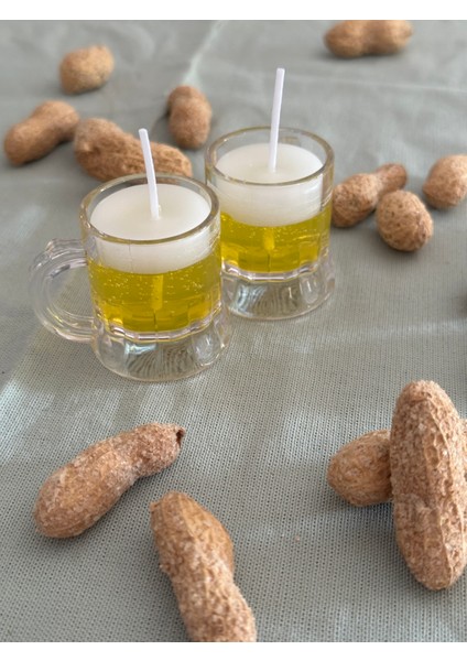 Mini Bira Bardağı Dekoratif Mum (2'li) – 4,5 cm | El Yapımı Aromasız Tasarım Mum modelleri
