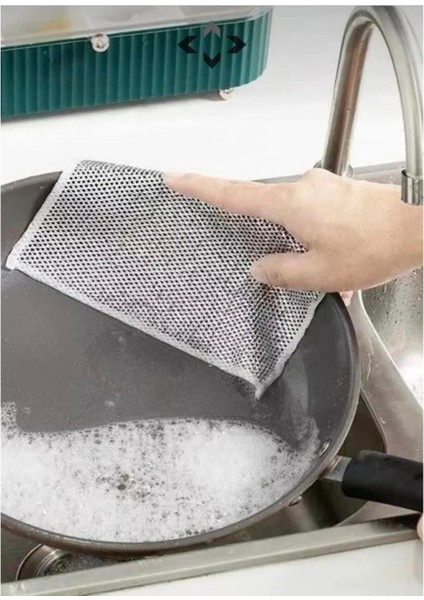 10 Adet Gri Çift Katmanlı Tel Bulaşık Bezi, 20X20 Cm, Çelik Bez Seti fırsatları
