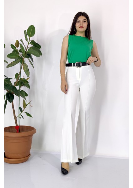 Ispanyol Paça Kemerli Pantolon