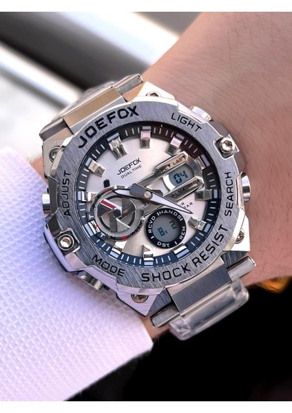 Çelik Kordon Dijital ve Analog 2 Yıl Garantili 3 Atm Suya Dayanıklı Erkek Kol Saati JOE.CL09