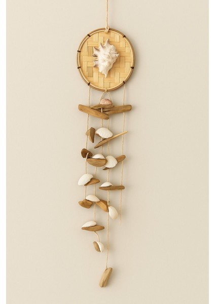 El Yapımı Deniz Kabuklu ve Ahşap Duvar Süsü, Doğal ve Şık Dekorasyon Parçası