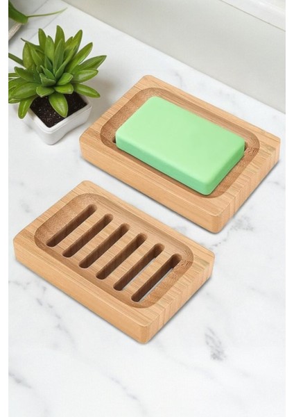 2'li Doğal Ahşap Sabunluk Seti | Su Tahliyeli El Yapımı Sabun Kabı – Lüks ve Şık Banyo Aksesuarı