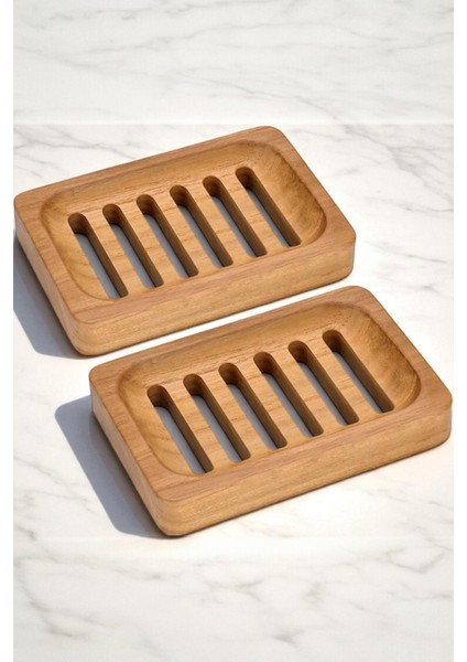 2'li Doğal Ahşap Sabunluk Seti | Su Tahliyeli El Yapımı Sabun Kabı – Lüks ve Şık Banyo Aksesuarı