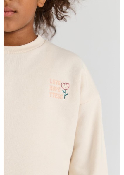 Bg Store Kız Çocuk Ekru Sweatshirt modelleri