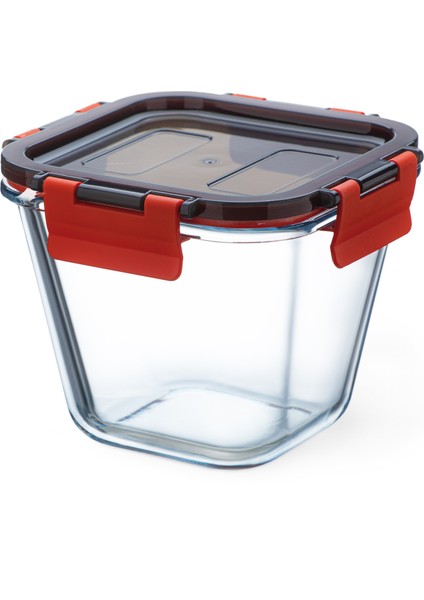 0,90 Lt Kare Derin Cam Saklama Kabı – Klipsli, Isıya Dayanıklı, Fırına Uygun