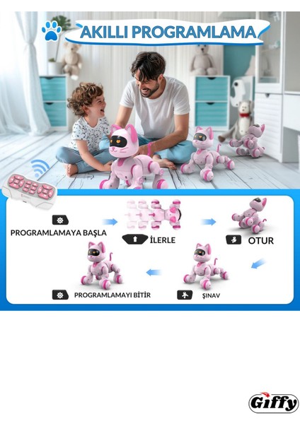 Oyuncak Full Fonksiyon Uzaktan Kumandalı El Sensörlü Şarjlı Işıklı Müzikli Dansçı Robot Kedi fiyatları