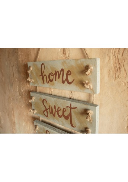 3'lü El Yapımı Jüt Halat Askılı Renkli Mottolu Ahşap Duvar Panosu fırsatları