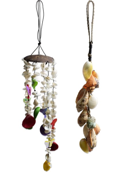 Ikili Deniz Kabuklu Rüzgar Çanı Seti Bahçe ve Balkon Dekoru