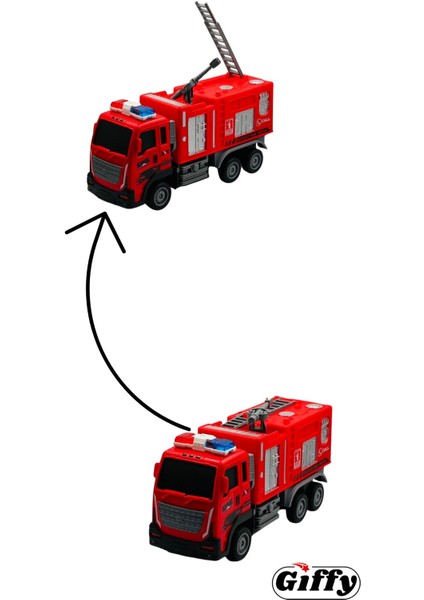 Oyuncak Uzaktan Kumandalı Itfaiye Şarjlı Işıklı Full Fonksiyon Merdivenli Su Hortumlu Vinçli Model