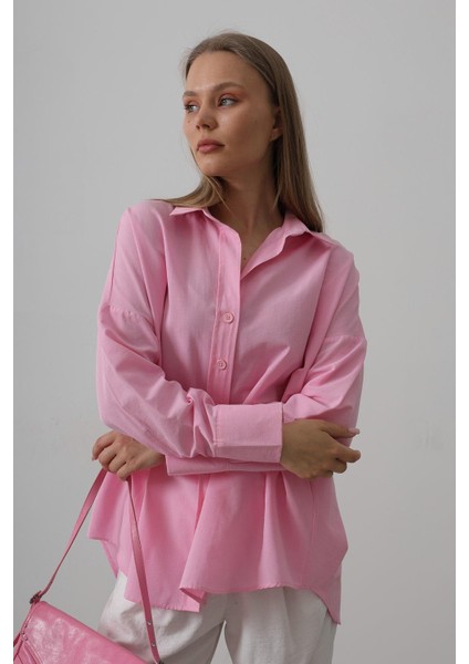 Oversize Geniş Manşet Detaylı Uzun Gömlek