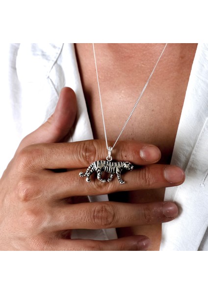 Gümüş Kaplan Kolye 925 Ayar Gümüş Kaplan Figürlü Unisex Kolye fiyatları