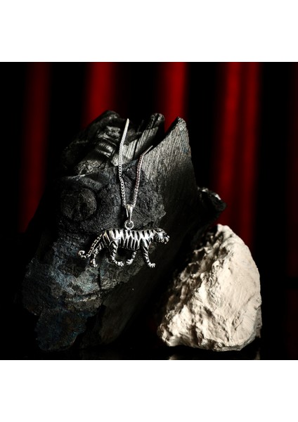 Gümüş Kaplan Kolye 925 Ayar Gümüş Kaplan Figürlü Unisex Kolye modelleri