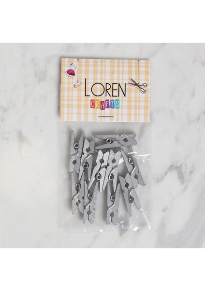Loren Crafts 10 Lu Gümüş Renk Mini Mandal
