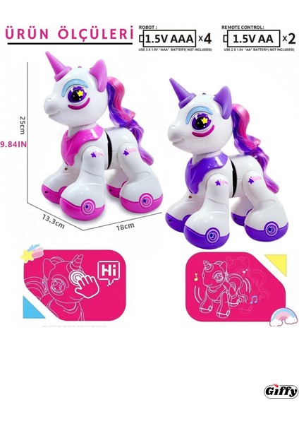 Oyuncak Uzaktan Kumandalı Unicorn At Pony,sesli,ışıklı,pilli(Pil Hediye),interaktif, Full Fonksiyon fırsatları