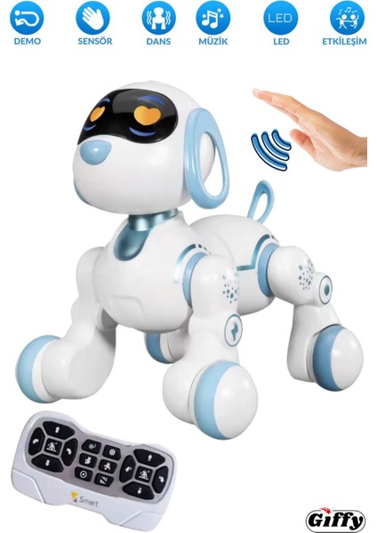 Oyuncak Full Fonksiyon Uzaktan Kumandalı El Sensörlü Şarjlı Işıklı Müzikli Dansçı Robot Köpek