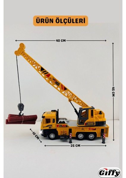 Oyuncak Iş Makinesi Sesli Işıklı Çek Bırak Vinç, Kule Vinç ve Kepçe 30 cm Aksesuarlı Kapıları Açılan fiyatları