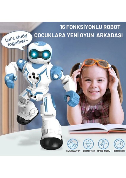 Oyuncak 16 Fonksiyonlu Şarjlı Uzaktan Kumandalı Akıllı Robot Sesli Işıklı Programlama Dans Moonwalk fiyatları