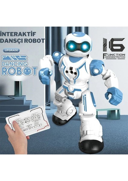 Oyuncak 16 Fonksiyonlu Şarjlı Uzaktan Kumandalı Akıllı Robot Sesli Işıklı Programlama Dans Moonwalk
