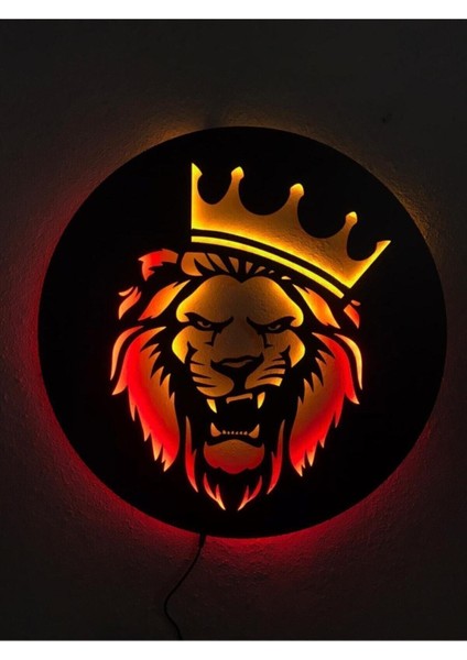 Ahşap LED Işıklı Aslan Duvar Tablosu, Şık ve Doğal Dekor Seçeneği
