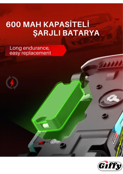 Oyuncak 30 Km Hız Yapan Uzaktan Kumandalı Araba Şarjlı Drift Atan Hız Vitesli LED Işıklı