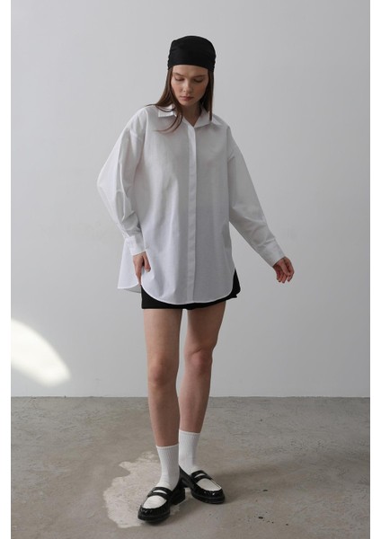 Oversize Uzun Kollu Poplin Gömlek