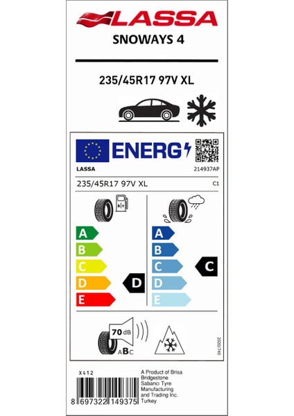 235/45 R17 97V Xl Snoways 4 Oto Kış Lastiği (Üretim Yılı:2025) fiyatları