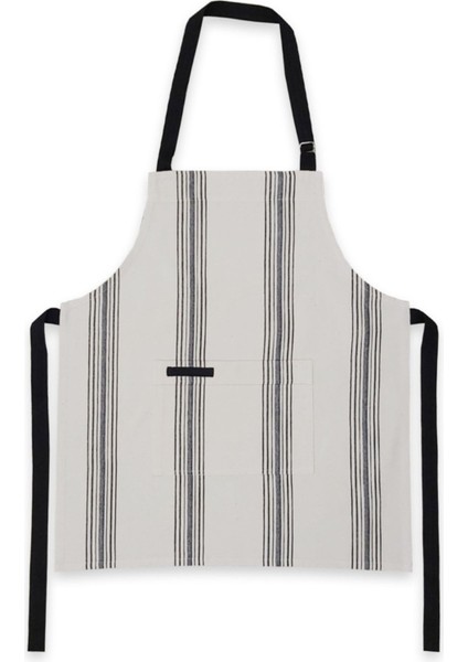 Çizgili Desenli, Cepli, Şık ve Kullanışlı Mutfak Önlüğü, Siyah Renk Seçeneği