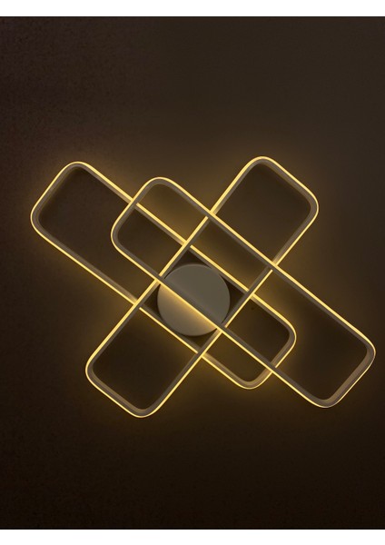 Yüksek Aydınlatmalı Dikdörtgen Beyaz Şık Tavan Plafonyer LED Avize, 3 Renk Aydınlatma fiyatları