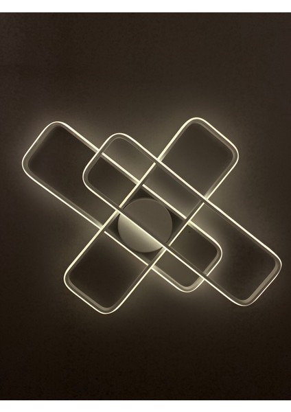 Yüksek Aydınlatmalı Dikdörtgen Beyaz Şık Tavan Plafonyer LED Avize, 3 Renk Aydınlatma modelleri