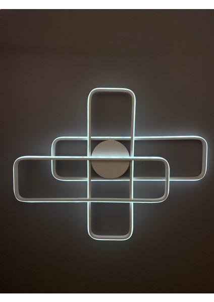 Yüksek Aydınlatmalı Dikdörtgen Beyaz Şık Tavan Plafonyer LED Avize, 3 Renk Aydınlatma indirimleri