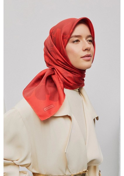 Soyut Desenli Saf Ipek Sura Eşarp 9344 38