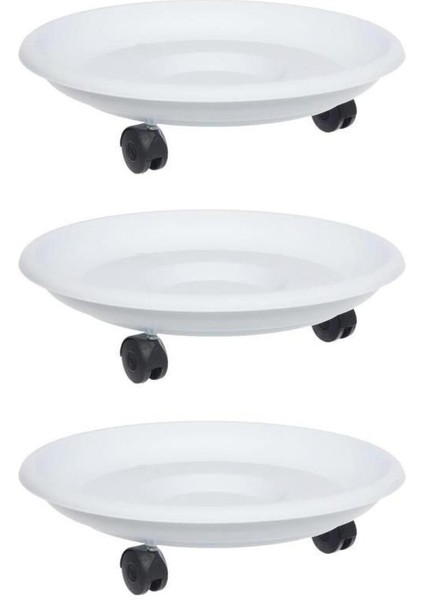 SO-TT02 Tekerlekli Saksı Tabağı No 2 Beyaz 3 Adet
