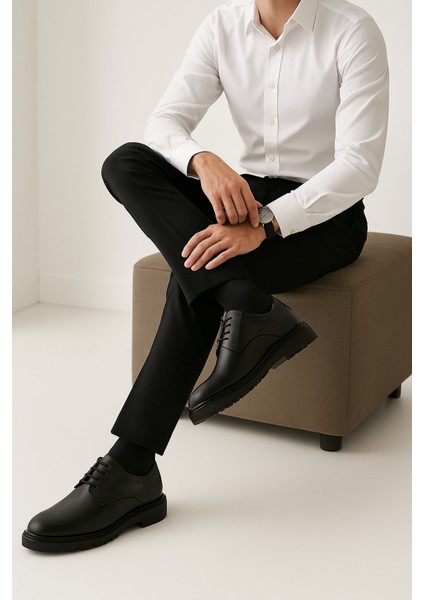 GR0346 Hakiki Deri Hafif Eva Taban Comfort Bağcıklı Erkek Günlük Klasik Baba Ayakkabısı modelleri